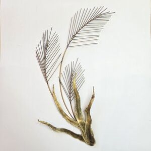 Mid Century Metal Wall Art Plant And Leaf